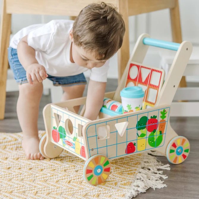 Wooden Shape Sorting Grocery Cart - Image 5
